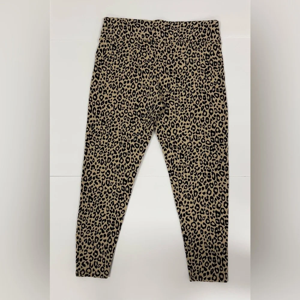 DG2 by DIANE GILMAN Leopard Cheetah Tan Black Leggings Pants womens size Large